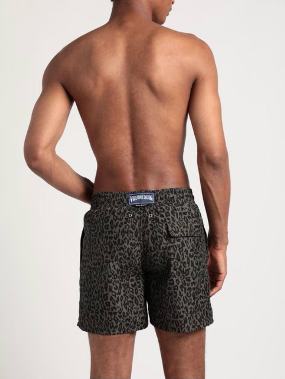 Vilebrequin Olive Leopard-Print Swim Trunks for Men (B2)